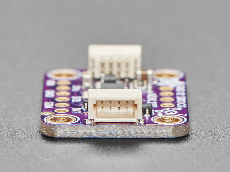 Angled shot of purple rectangular breakout board.