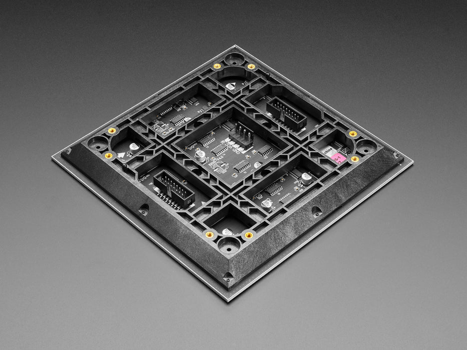 Angled shot of 64x64 RGB LED matrix.