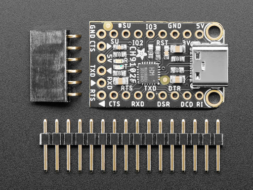 Angled shot of USB to Serial Converter breakout.