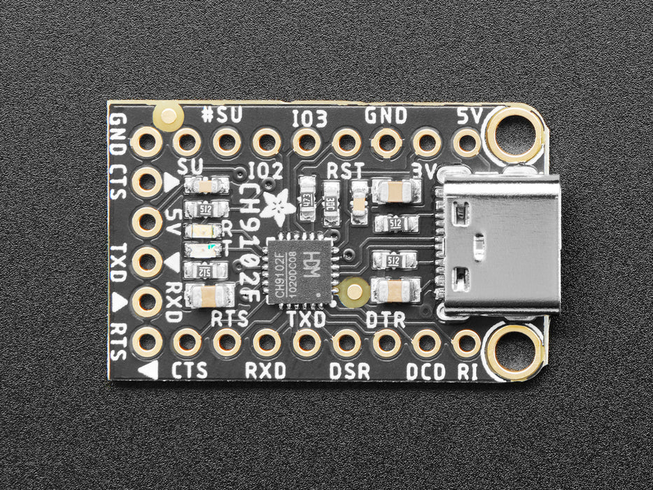 Angled shot of USB to Serial Converter breakout.