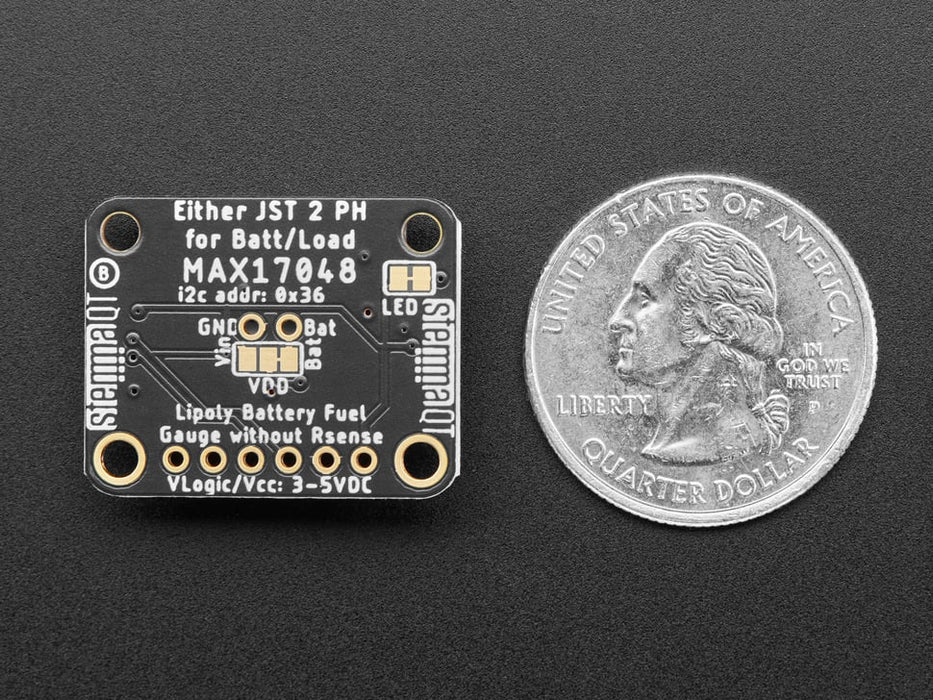 Top view of LiPoly / LiIon Fuel Gauge and Battery Monitor powered by a Lipoly battery and an OLED display.