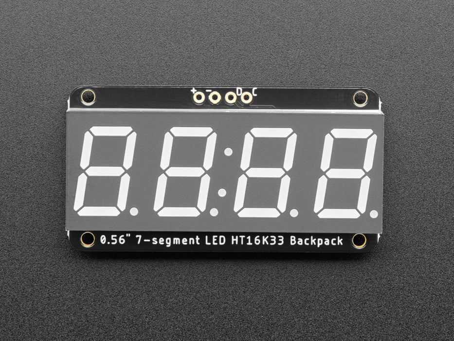 Overhead video of Adafruit 0.56" 4-Digit 7-Segment Display w/ I2C Backpack - Yellow.