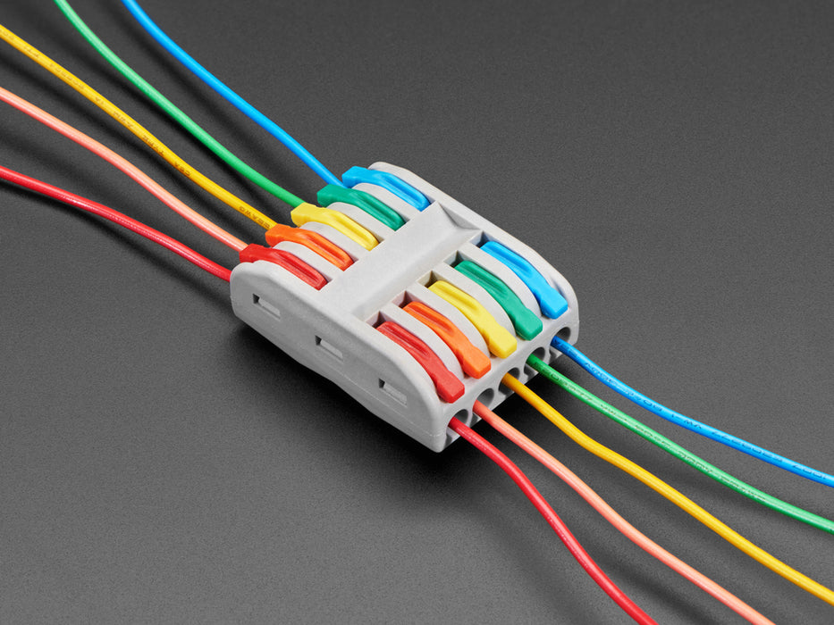 demo of wiring snap block with color coded wires for each input & output