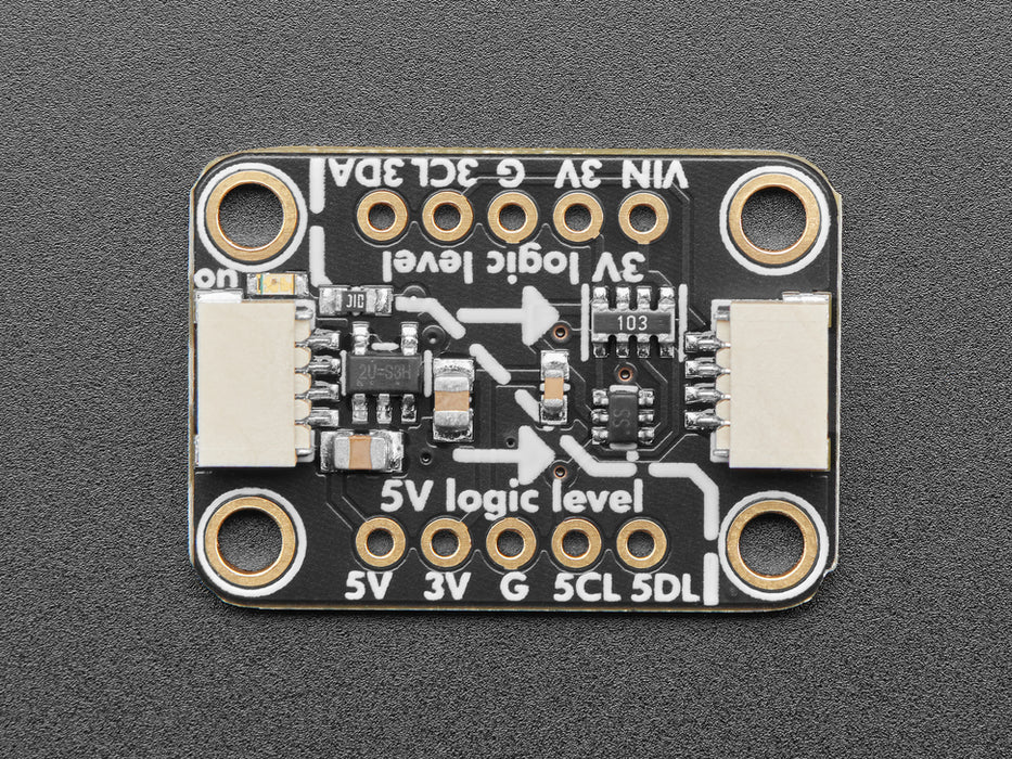 Angled shot of STEMMA QT level shifter breakout board.