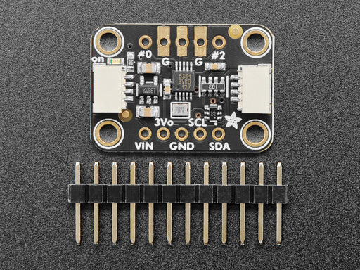 Angled shot of clock generator breakout board. 