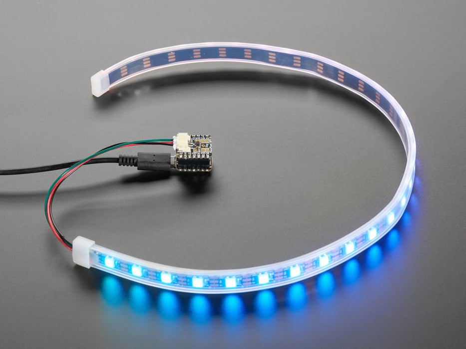 Video of a driver board lighting up an RGBW half-meter long LED strip.