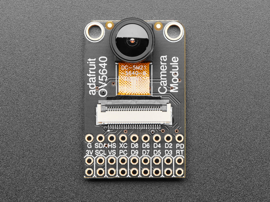 Angled shot of camera breakout board without lens cap.