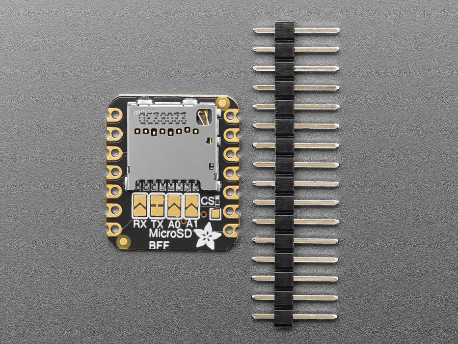 Angled shot of small microSD breakout board.