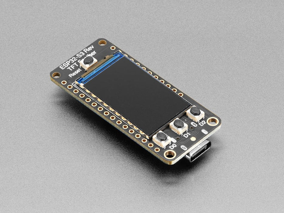 Video of a rectangular microcontroller with a TFT display. A pink manicured finger presses each of the tactile buttons, which are recognized on the TFT display.