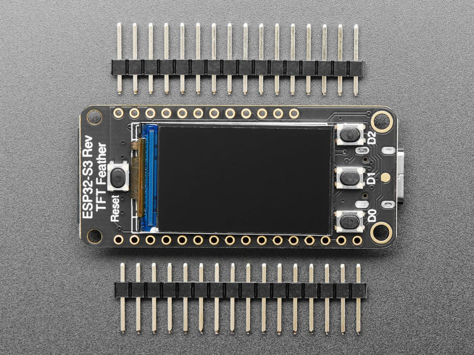 Video of a rectangular microcontroller with a TFT display. A pink manicured finger presses each of the tactile buttons, which are recognized on the TFT display.