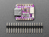 Angled shot of purple, square-shaped microcontroller.