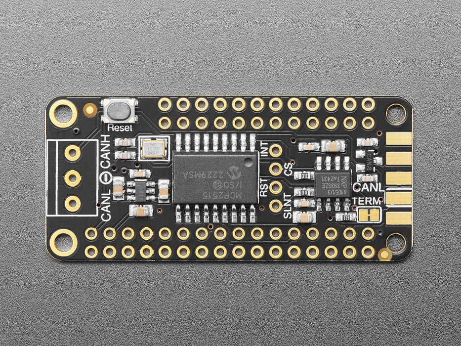 Angled shot of black rectangular PCB.