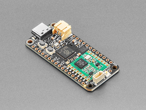 Angled shot of rectangular LoRa radio dev board.