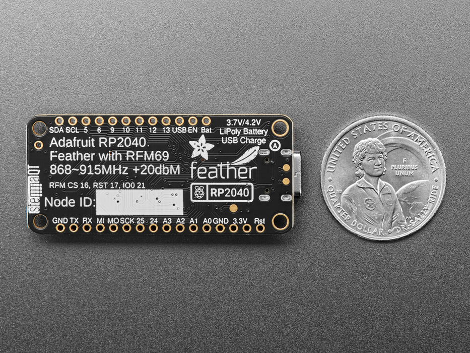 Angled shot of rectangular LoRa radio dev board.