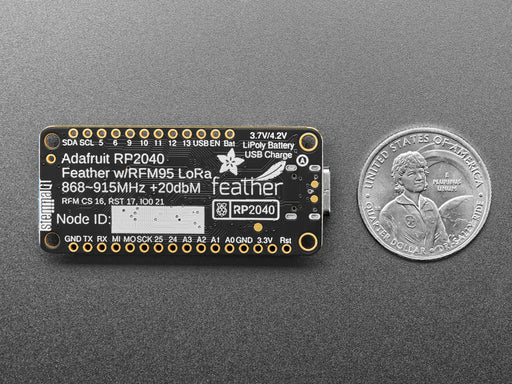 Angled shot of rectangular LoRa radio dev board.