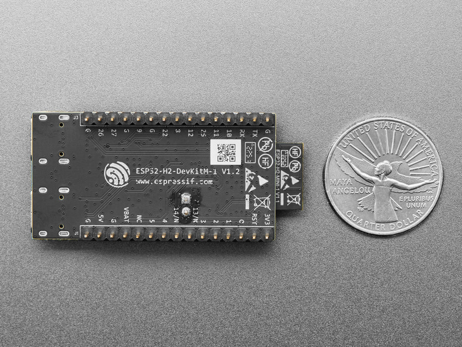 Angled shot of wifi board with pre-assembled header.