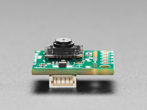 Angled shot of small green QR code reader sensor breakout.