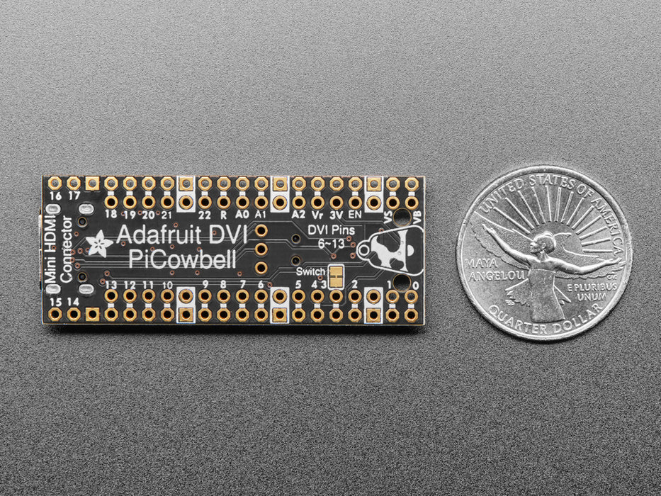 DVI breakout board assembled to a microcontroller in front of a small HDMI monitor. The display shows a flying toasters screensaver.