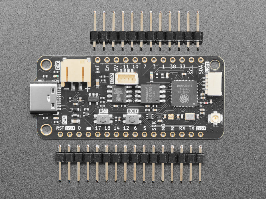 Angled shot of long black rectangular microcontroller.