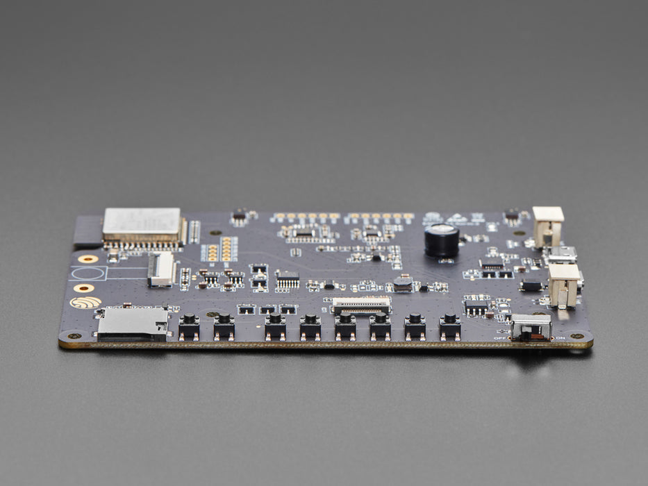 Angled shot of large ESP32 dev board.