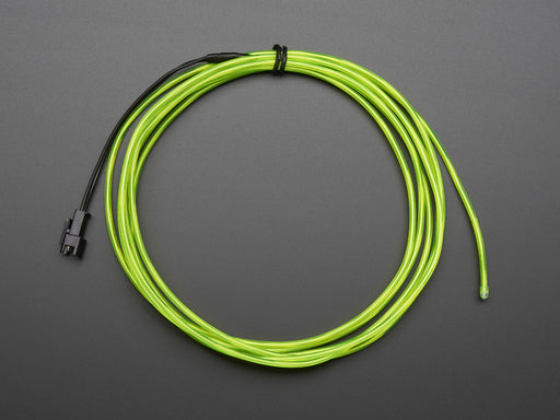 Coil of lit EL wire in green