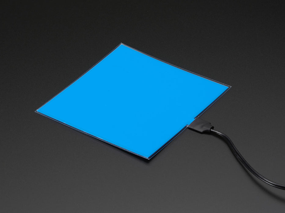 Lit square of blue EL sheet