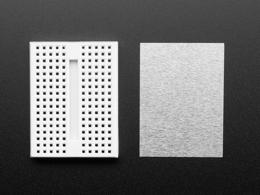 Angled shot of tiny breadboard.