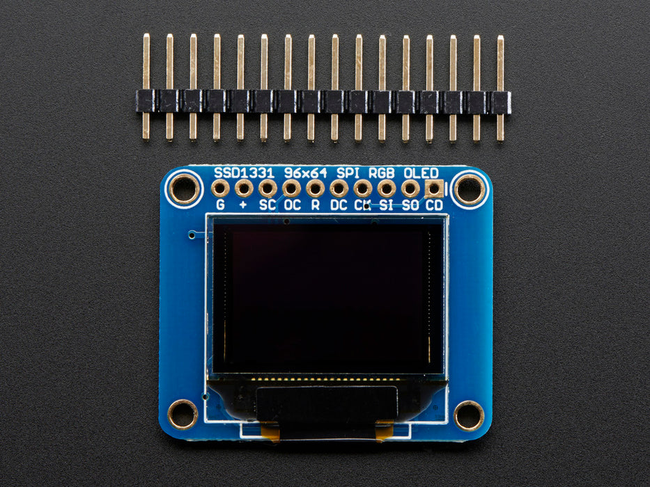 16-bit Color 0.96" Color OLED with color bars test pattern