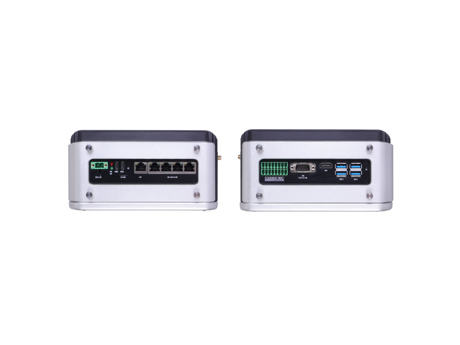 reServer industrial J3010- Fanless AI-enabled NVR Server with NVIDIA Jetson Orin  Nano 4GB module,  Aluminum case with passive cooling, 5xRJ45 GbE with PoE, 2x Drive bays for 2.5" HDD/SSD, 1xRS232/RS422/RS485, 4xDI/DO, 1xCAN, Pre-installed JetPack System