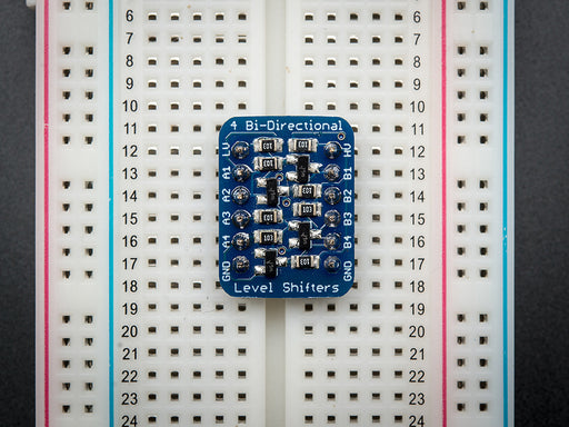 Angled shot of a 4-channel I2C-safe Bi-directional Logic Level Converter.