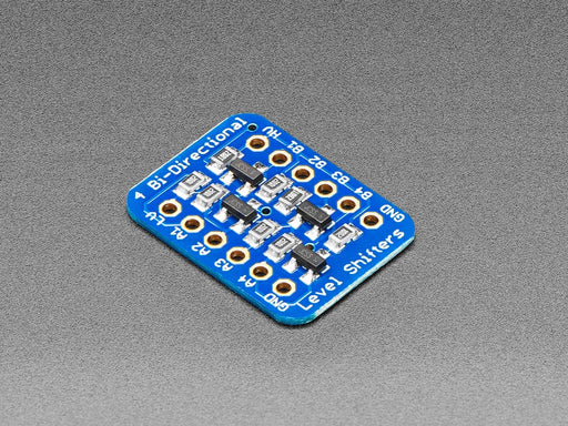 Angled shot of a 4-channel I2C-safe Bi-directional Logic Level Converter.