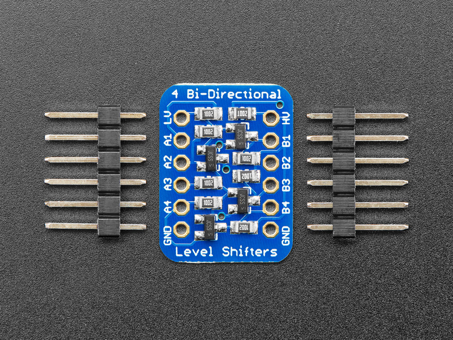 Angled shot of a 4-channel I2C-safe Bi-directional Logic Level Converter.