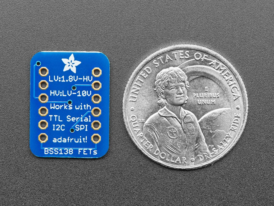 Angled shot of a 4-channel I2C-safe Bi-directional Logic Level Converter.