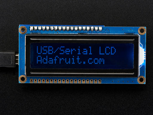 USB + Serial Backpack Kit with 16x2 RGB backlight negative LCD - RGB on Black.