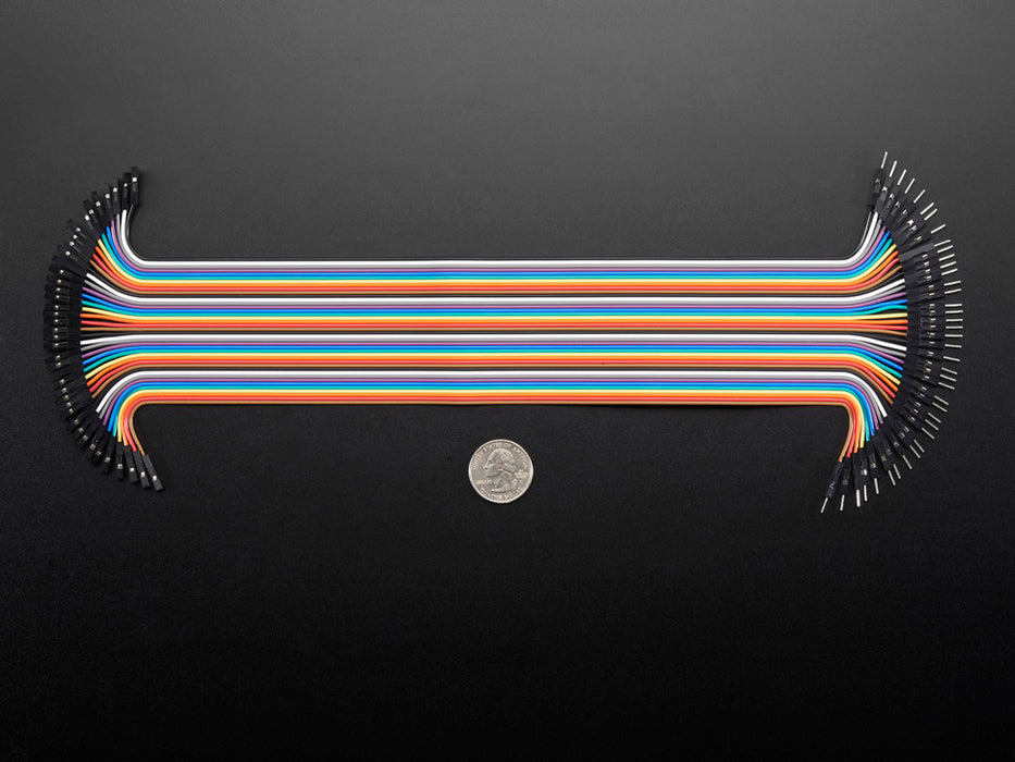 Top view of Premium Female/Male 'Extension' Jumper Wires - 40 x 12 (300mm) folded and fanned out.