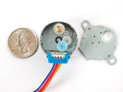 Angled shot of small Reduction Stepper Motor