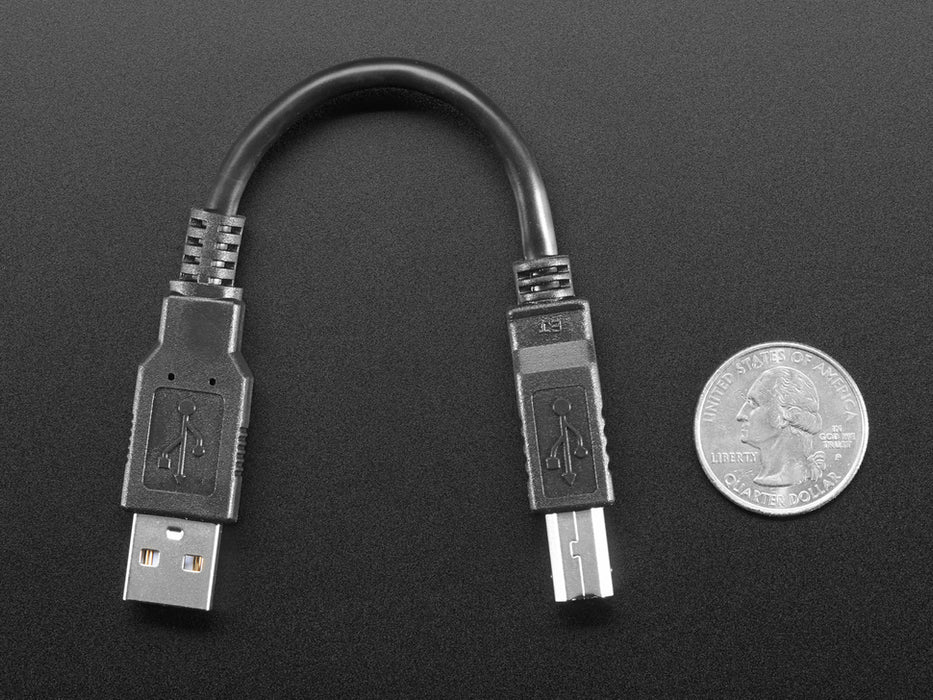 Short USB cable with Type A and Type B ends