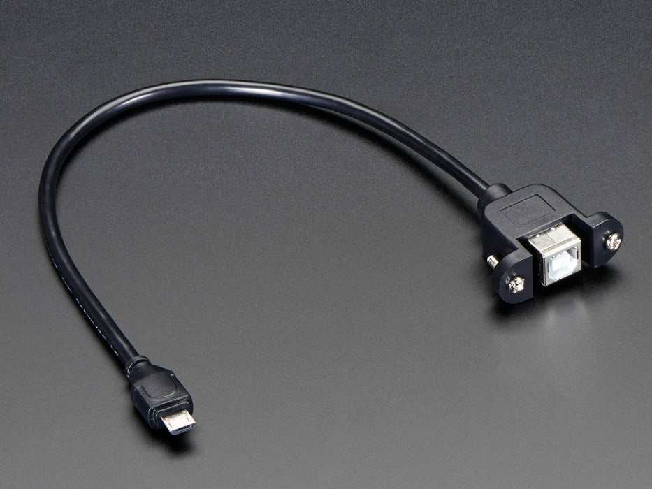 Panel Mount USB Cable - B Female to Micro-B Male