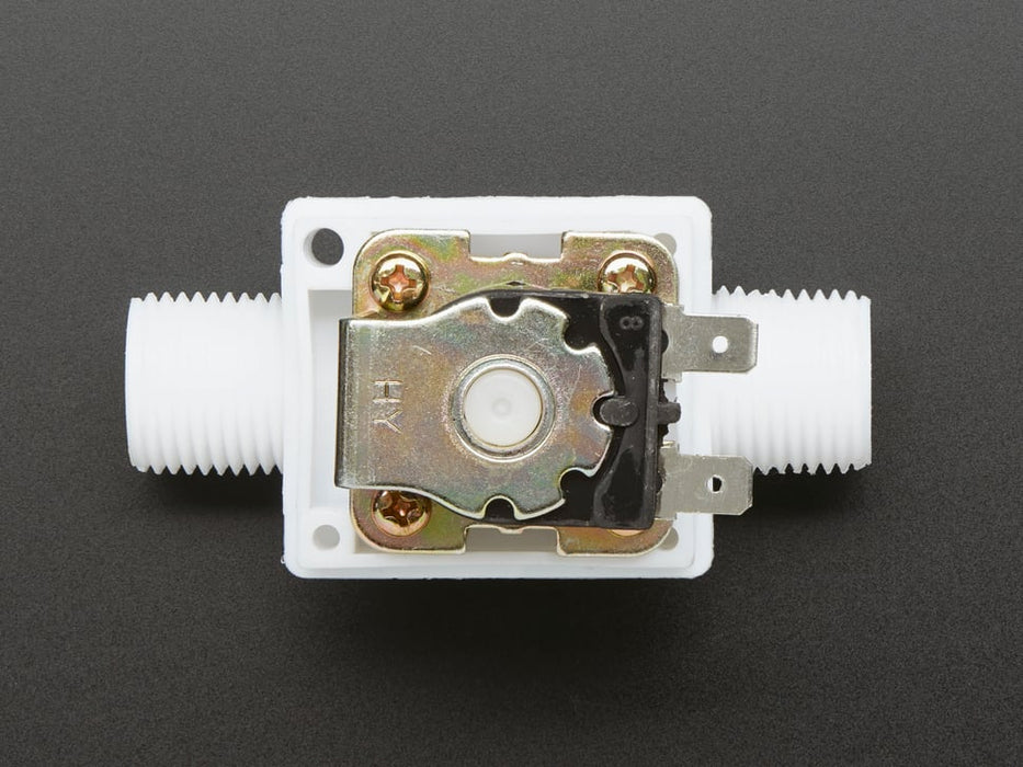 Plastic Solenoid Valve with two threaded inlets and solenoid with two contacts