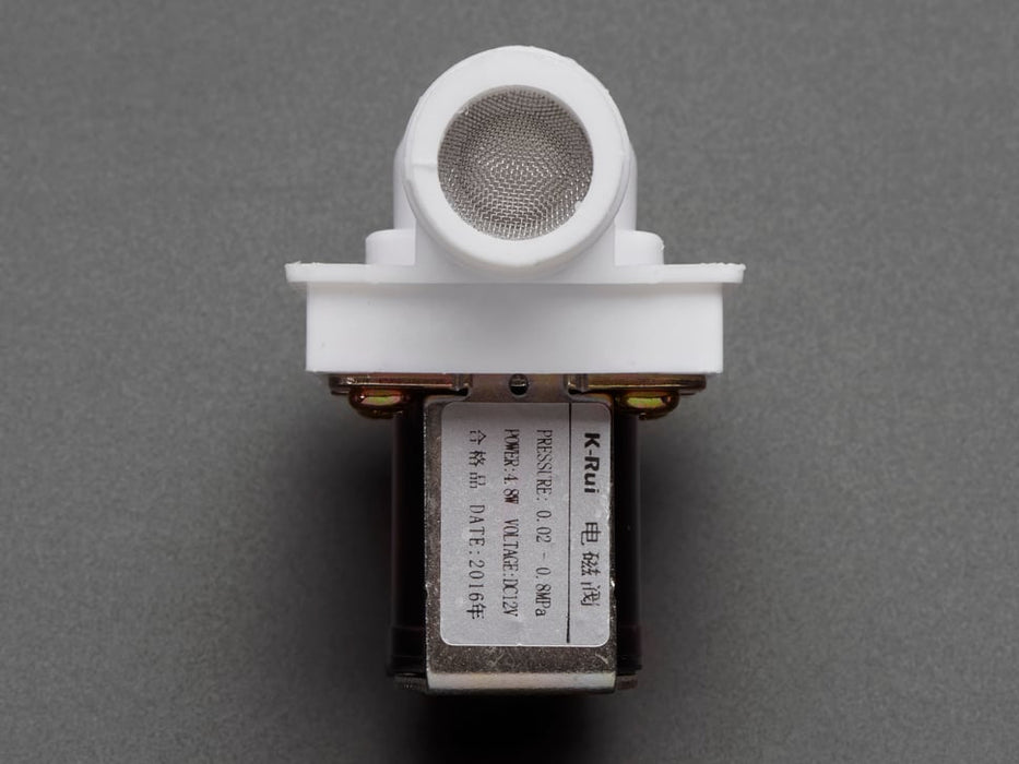 Plastic Solenoid Valve with two threaded inlets and solenoid with two contacts