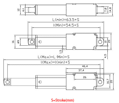 DC Linear Actuator - 100mm - 60N