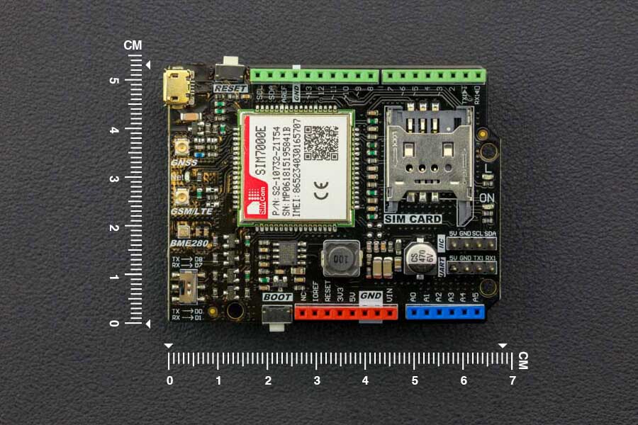 SIM7000E Arduino NB-IoT / LTE / GNSS / GPRS / GPS Expansion Shield (Europe)