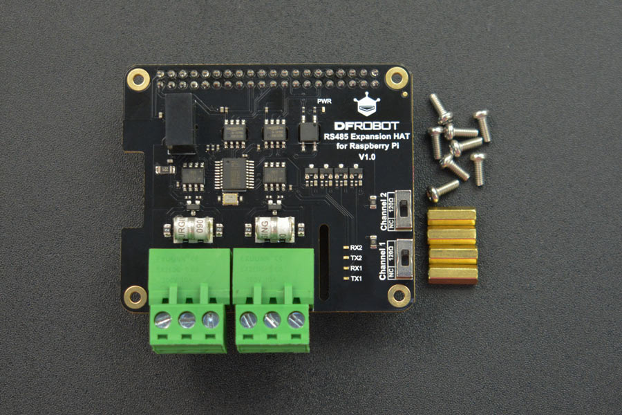 Dual-channel RS485 Expansion Hat for Raspberry Pi 4B