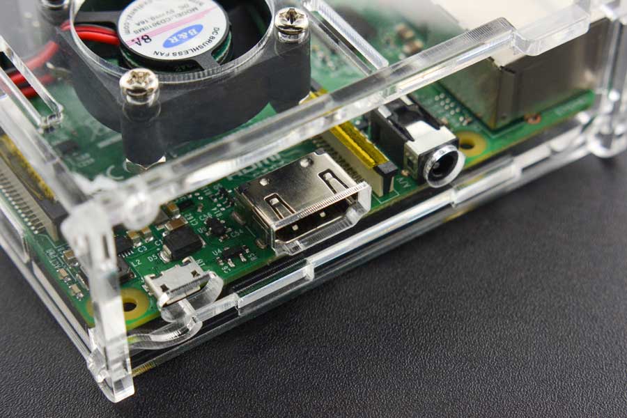 Transparent Acrylic Case for Raspberry Pi B+/2B/3B (with fan)