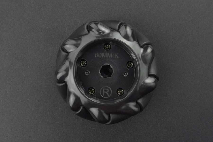 Black Mecanum Wheel with Motor Shaft Coupling (60mm) - Right