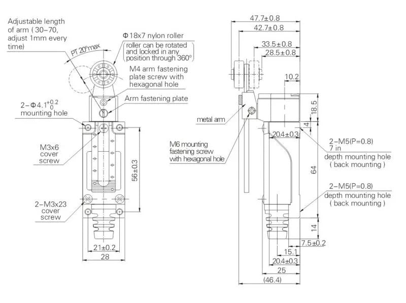 Waterproof Adjustable Roller Limit Switch