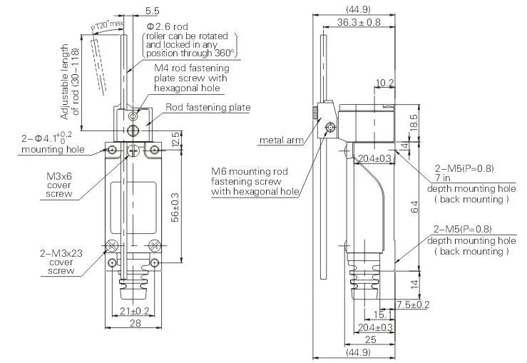 Waterproof Adjustable Rod Limit Switch