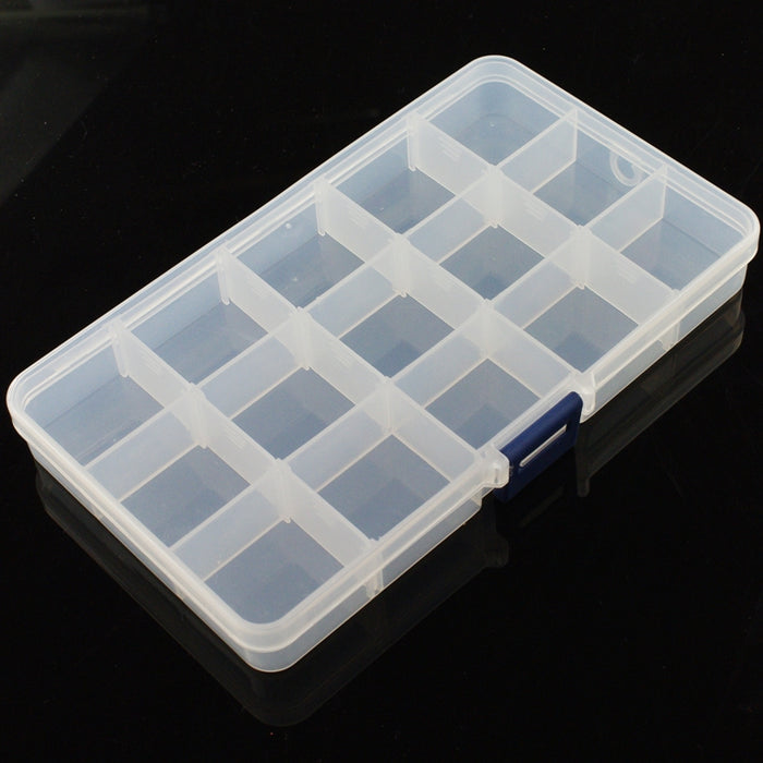 Adjustable Compartment Parts Box - 15 Compartments