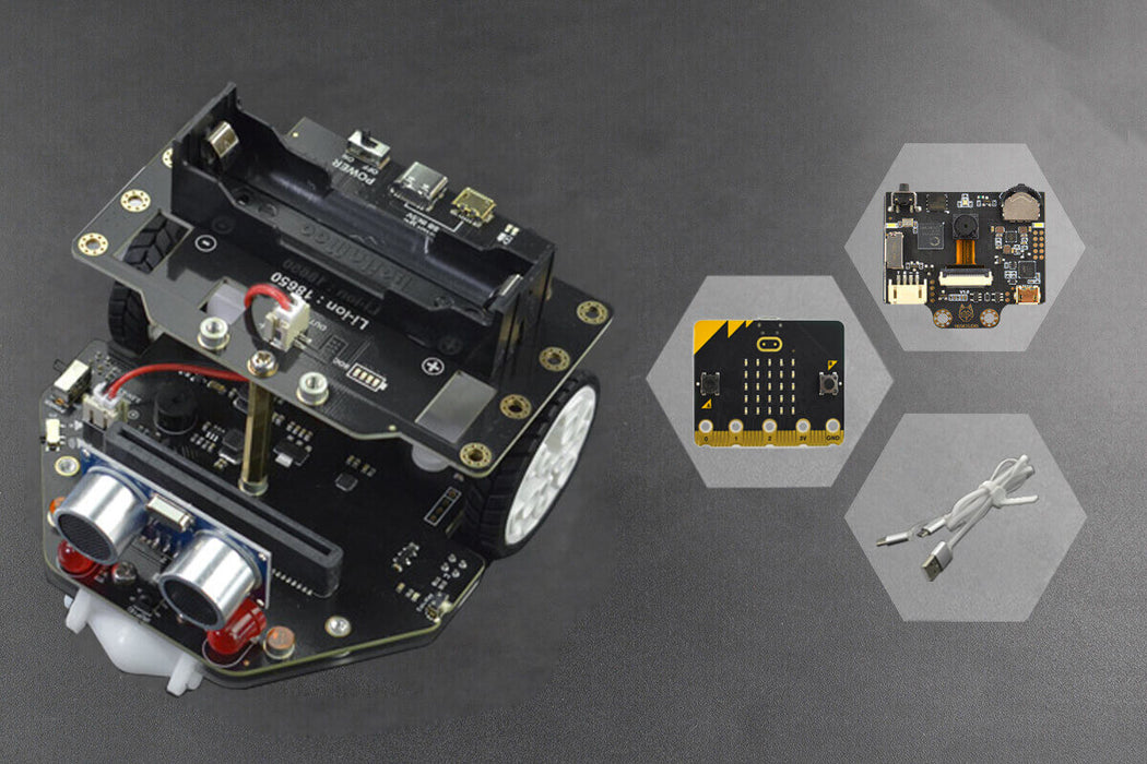 micro:Maqueen Plus V2 (18650 Battery) with HUSKYLENS and micro:bit V2