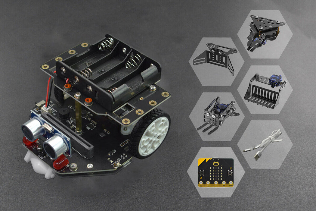 micro:Maqueen Plus V2 (Ni MH Rechargeable Battery) with micro:Maqueen Mechanic and micro:bit V2